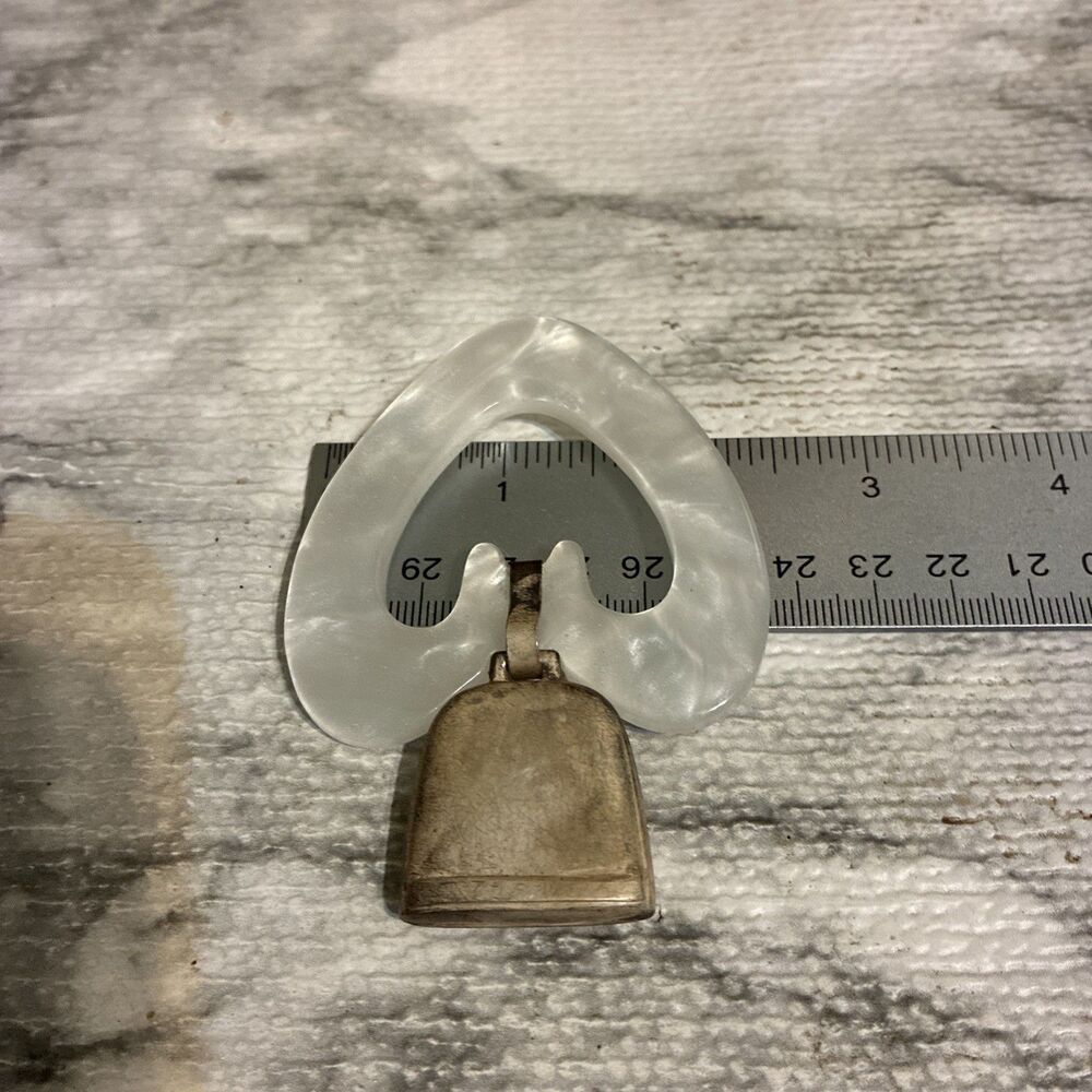 Sterling Birth Record Baby Rattle Bell with Heart Vintage